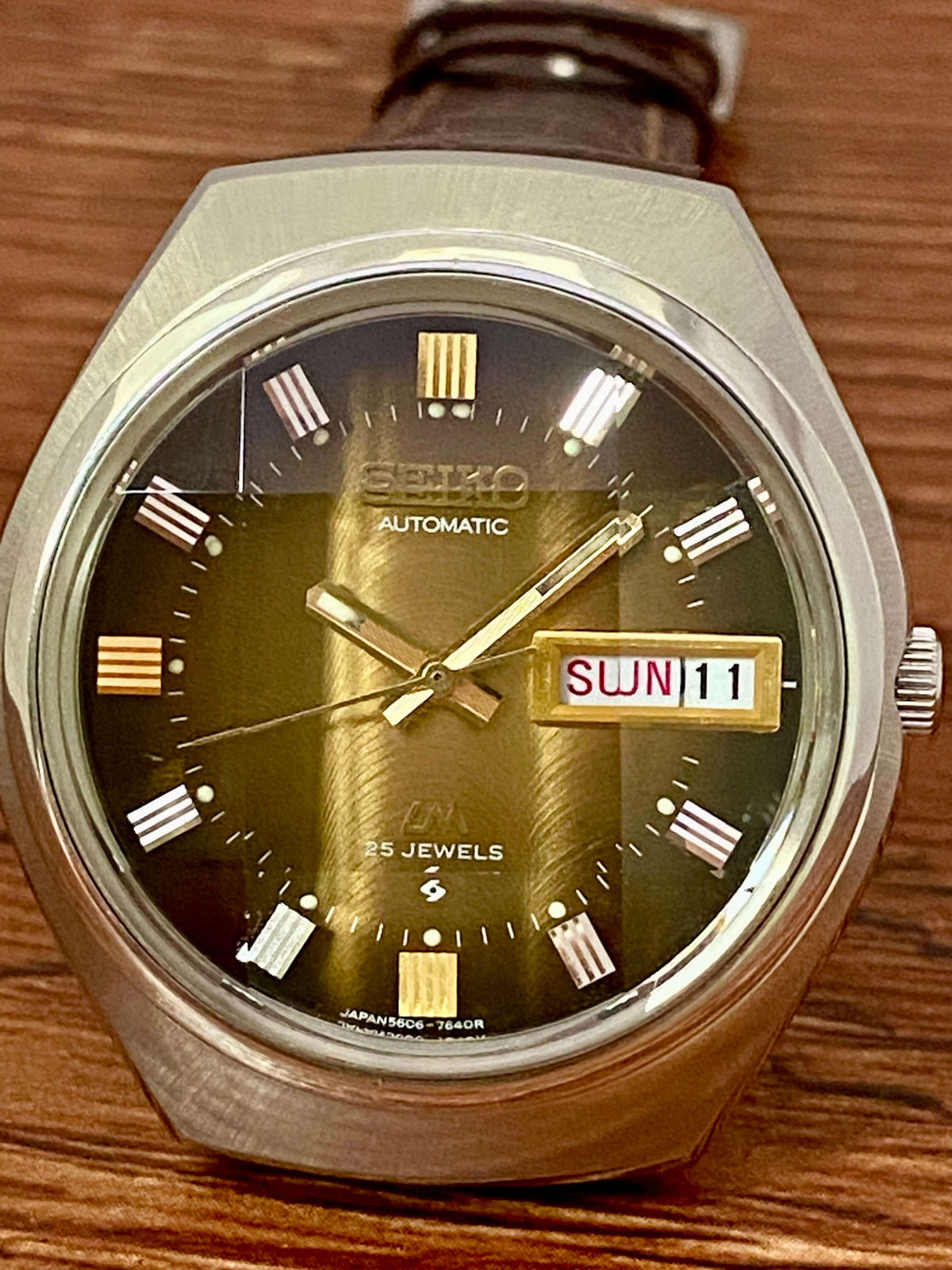 Vintage Seiko Lord Matic 5606-7300 Brown Serviced Automatic, September 1973