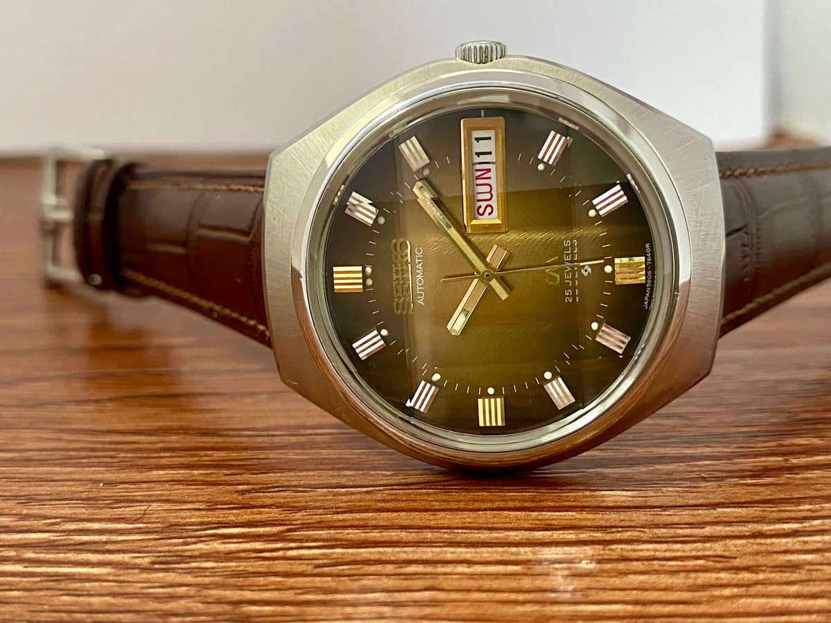 Vintage Seiko Lord Matic 5606-7300 Brown Serviced Automatic, September 1973