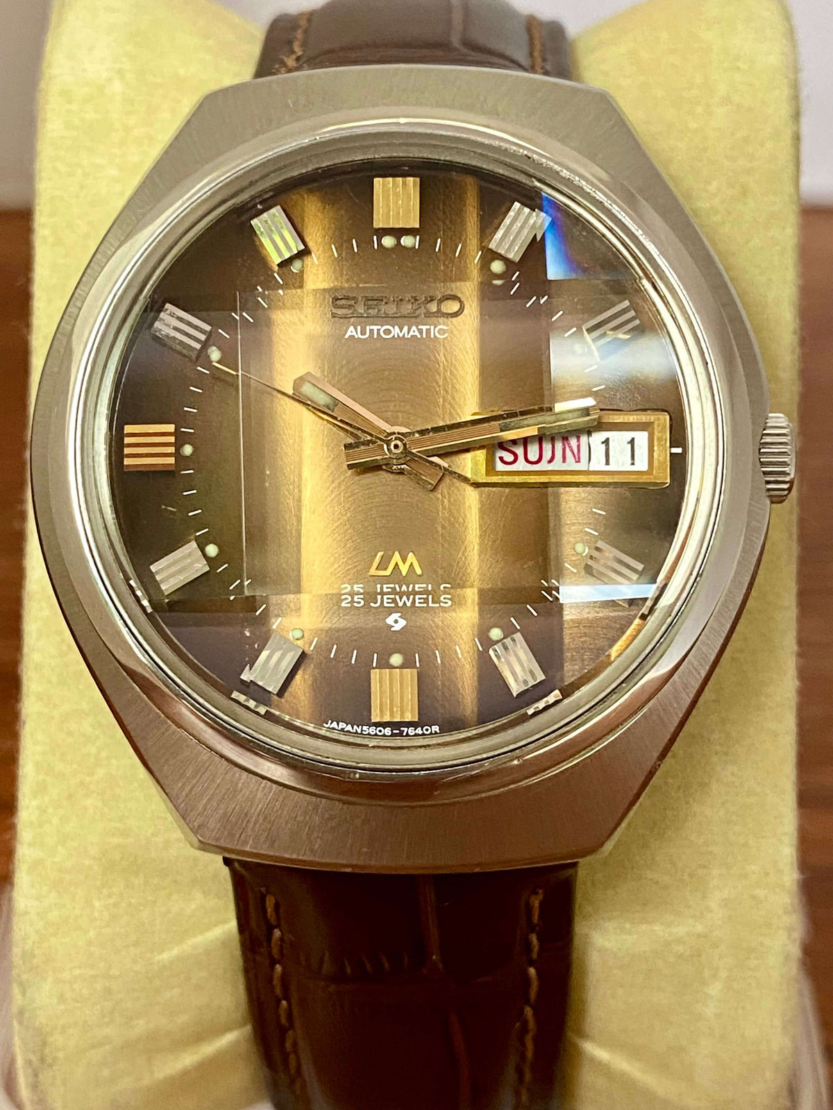 Vintage Seiko Lord Matic 5606-7300 Brown Serviced Automatic, September 1973