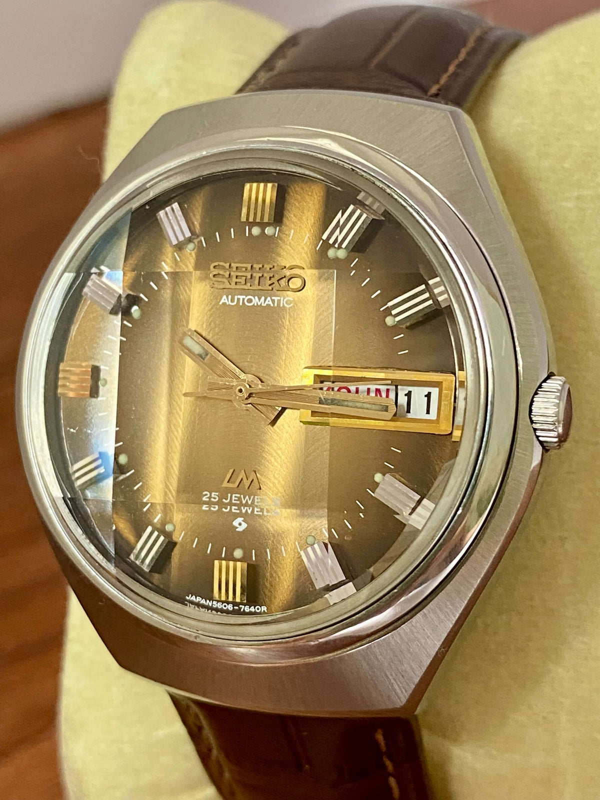 Vintage Seiko Lord Matic 5606-7300 Brown Serviced Automatic, September 1973