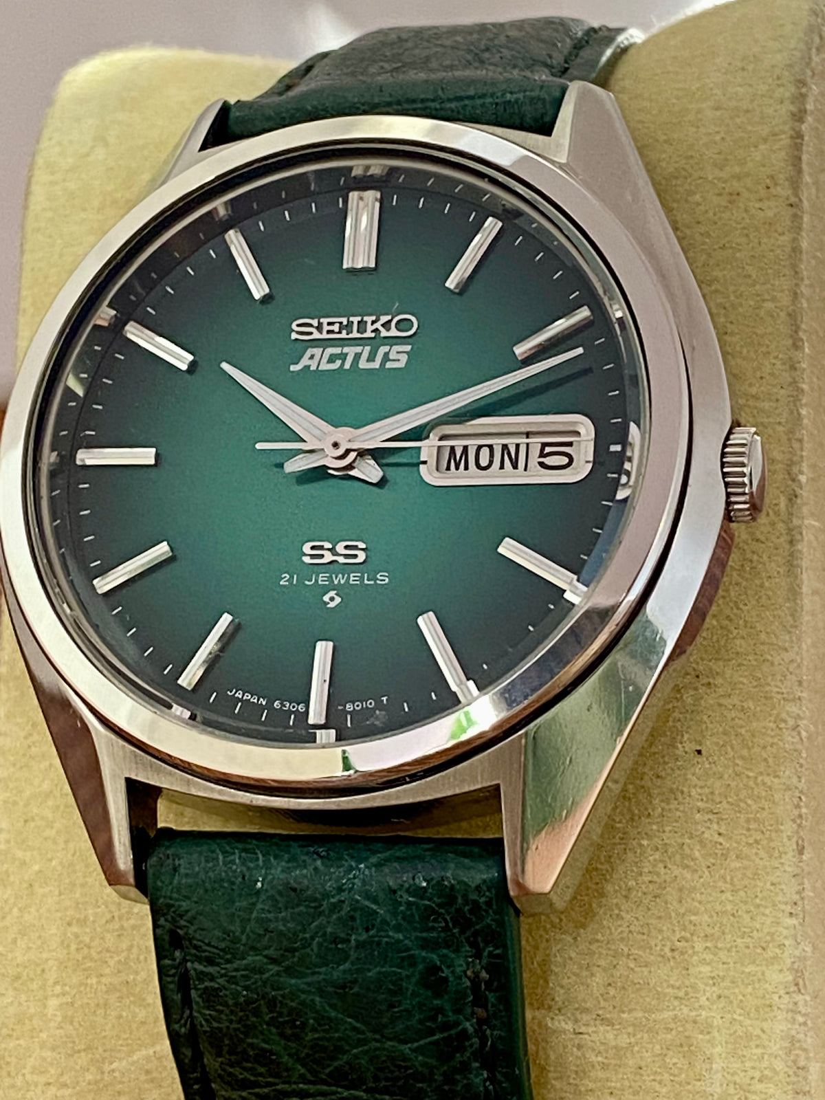 Vintage Seiko Actus SS 6306-8020 SERVICED Auto, Green, June 1976
