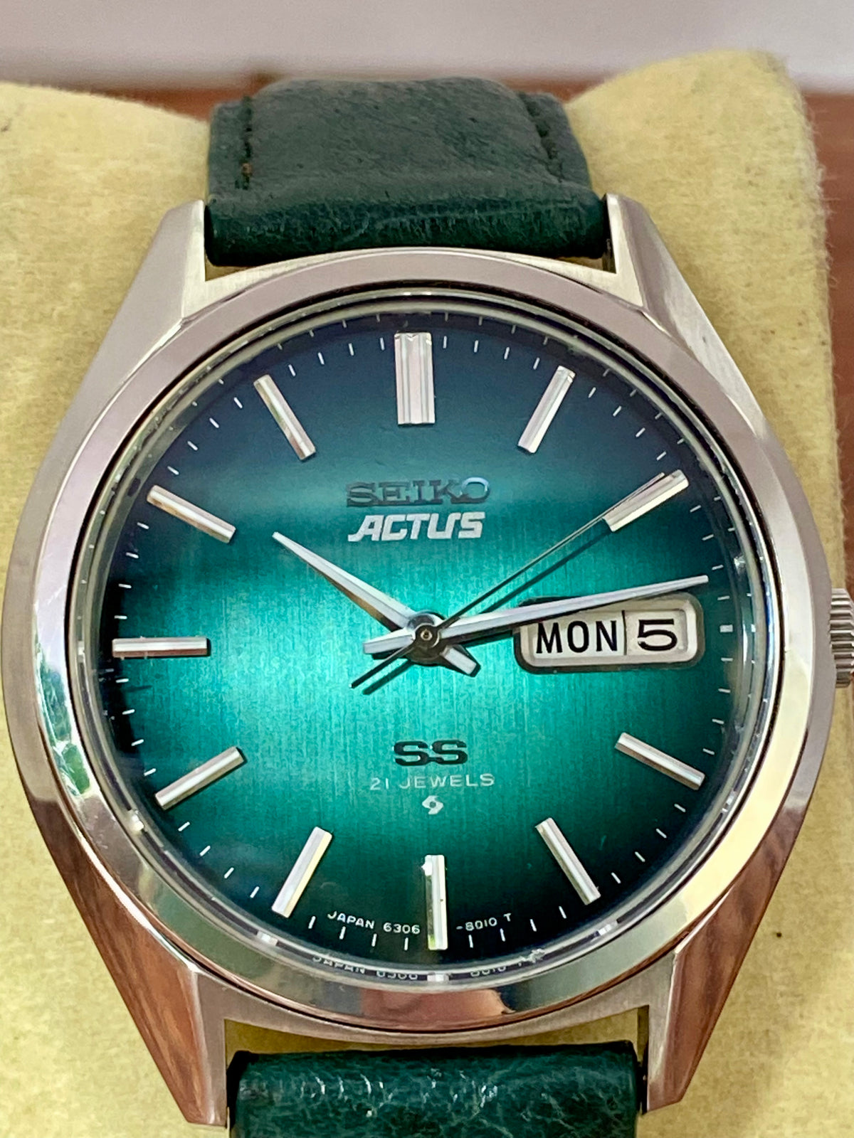 Vintage Seiko Actus SS 6306-8020 SERVICED Auto, Green, June 1976