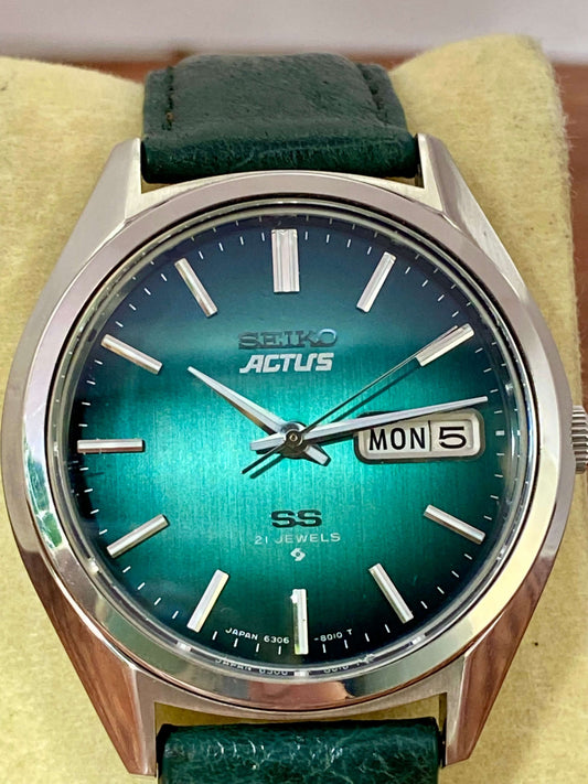 Vintage Seiko Actus SS 6306-8020 SERVICED Auto, Green, June 1976