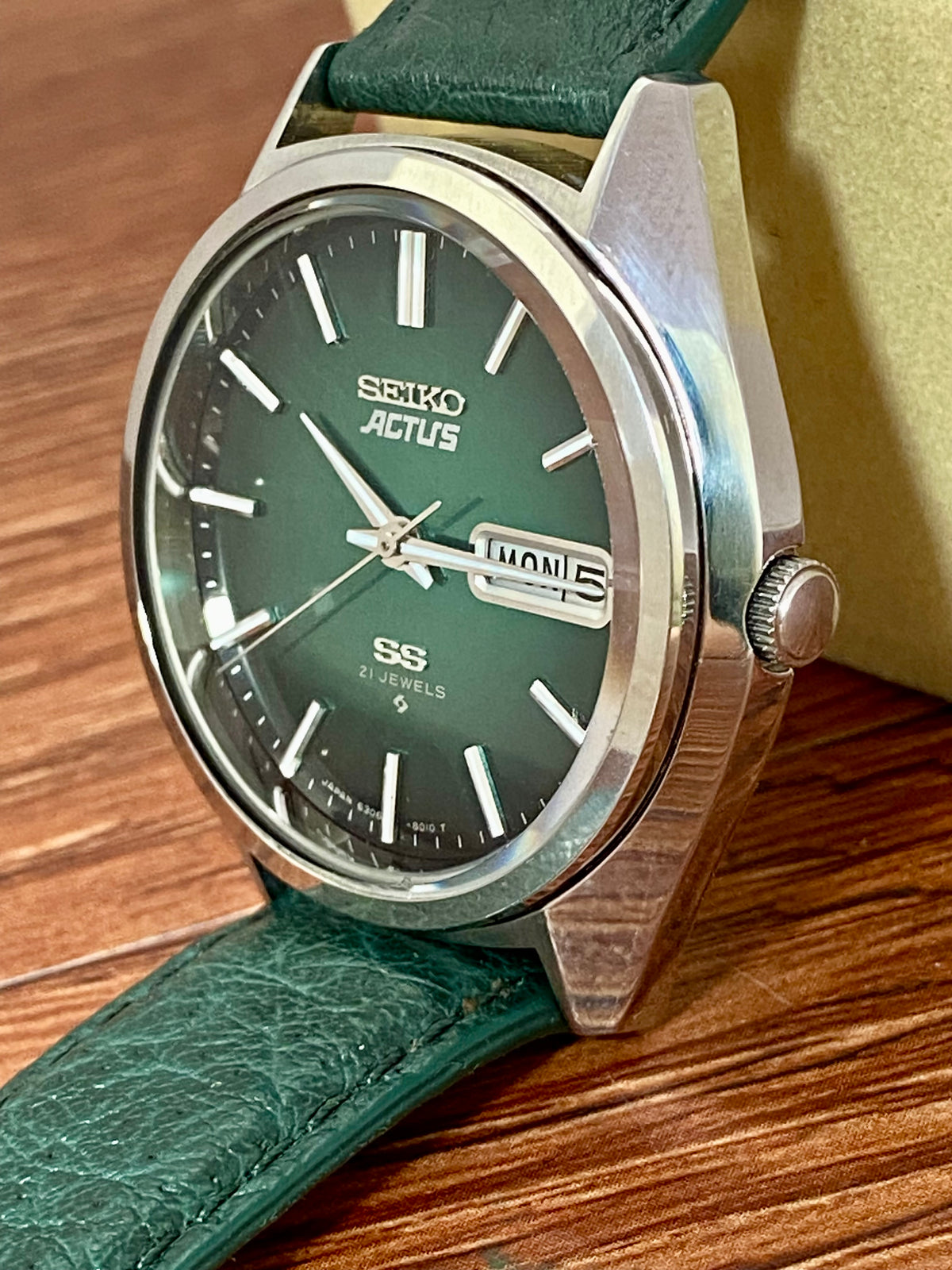 Vintage Seiko Actus SS 6306-8020 SERVICED Auto, Green, June 1976
