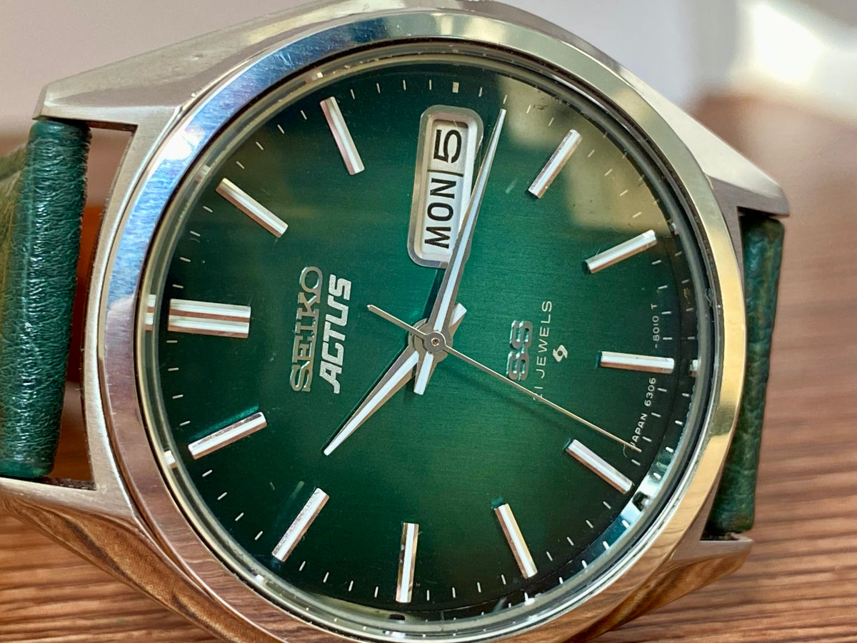 Vintage Seiko Actus SS 6306-8020 SERVICED Auto, Green, June 1976