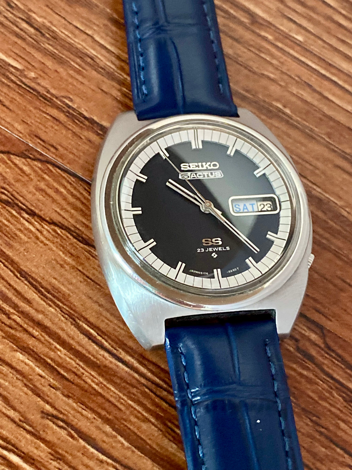 Vintage Seiko 5 Actus SS 6106-8420 Blue & White Dial, Serviced, December 1970