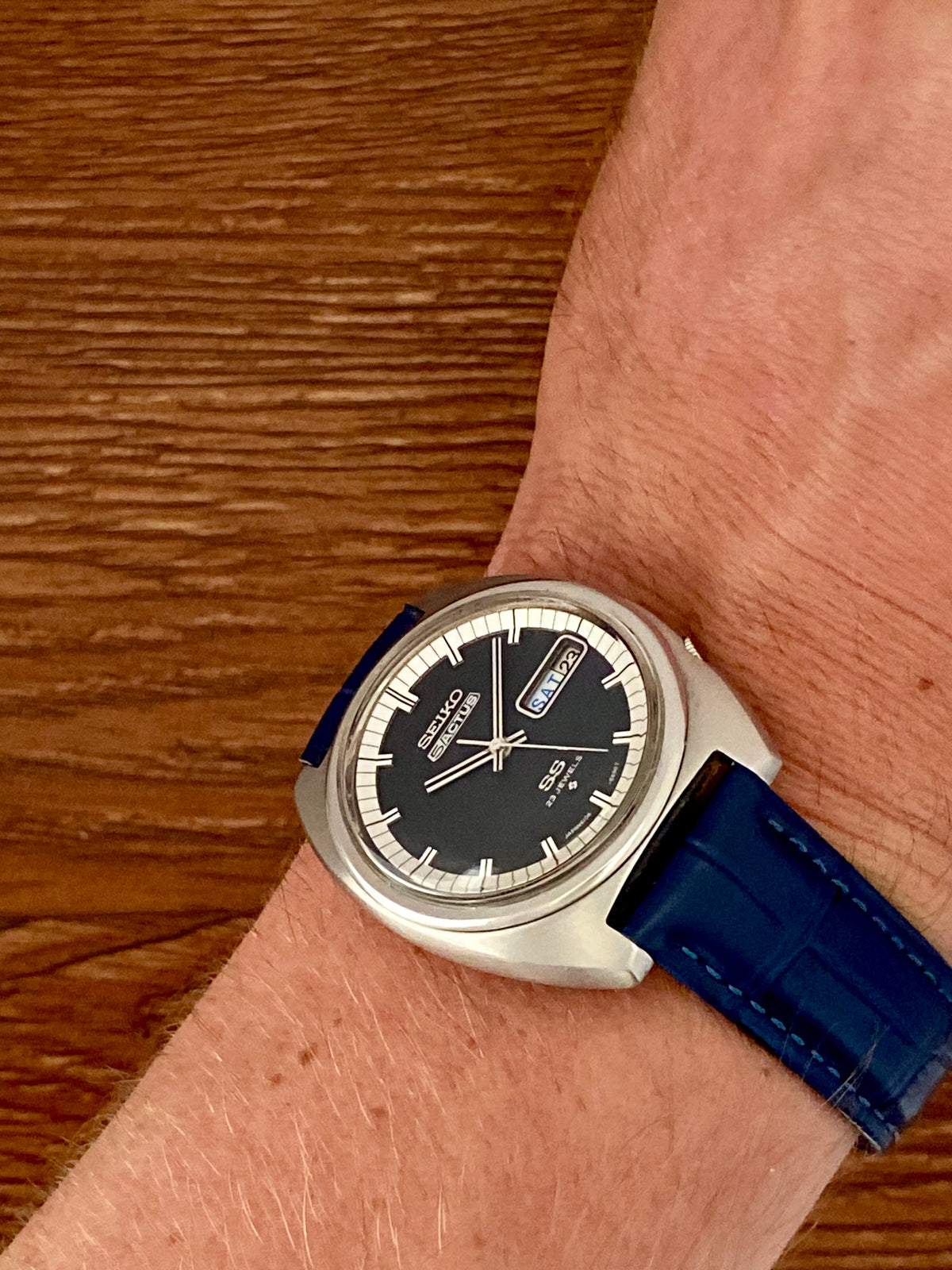 Vintage Seiko 5 Actus SS 6106-8420 Blue & White Dial, Serviced, December 1970