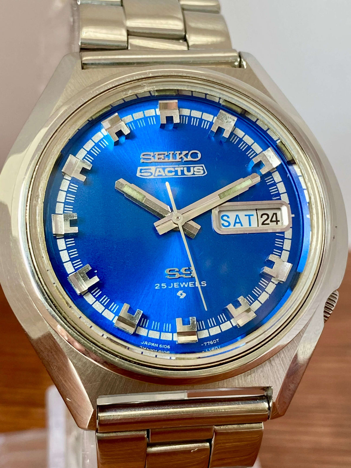 Seiko 5 Actus SS 6106-7580 Blue SERVICED Automatic, February 1973