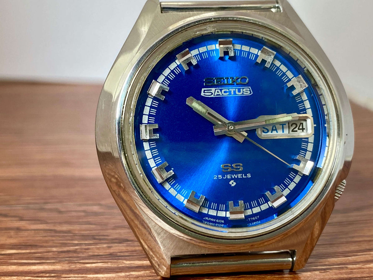 Seiko 5 Actus SS 6106-7580 Blue SERVICED Automatic, February 1973
