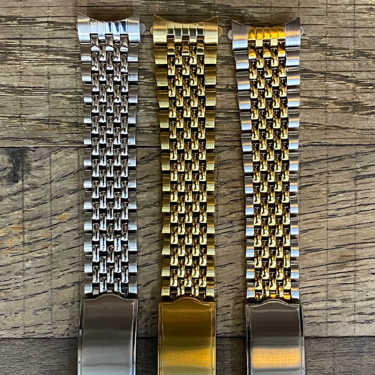 20mm Stainless Steel Rounded Beads Of Rice Watch Bracelet Band Curved-End Links