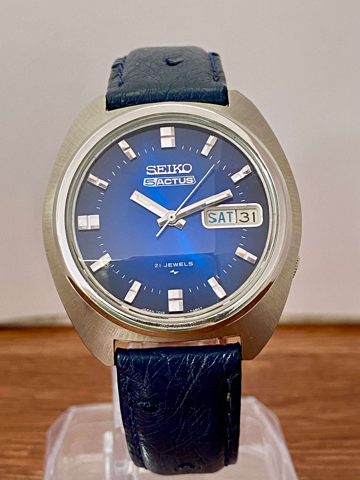 Vintage Seiko 5 Actus 7019-7350 Blue SERVICED Automatic, November 1974