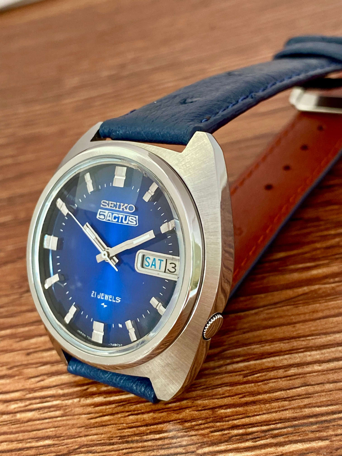 Vintage Seiko 5 Actus 7019-7350 Blue SERVICED Automatic, November 1974