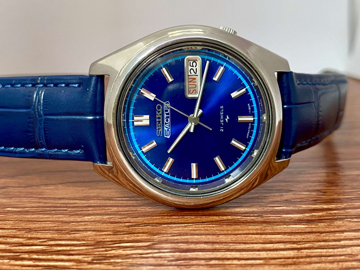 Vintage Seiko 5 Actus 7019-7060 Blue SERVICED Automatic, May 1974