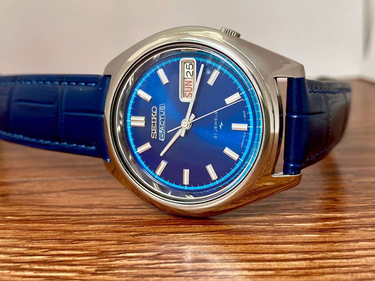 Vintage Seiko 5 Actus 7019-7060 Blue SERVICED Automatic, May 1974