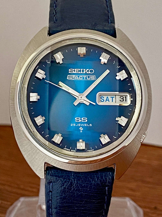 Seiko 5 Actus SS 6106-7600 Blue Serviced Automatic, March 1973