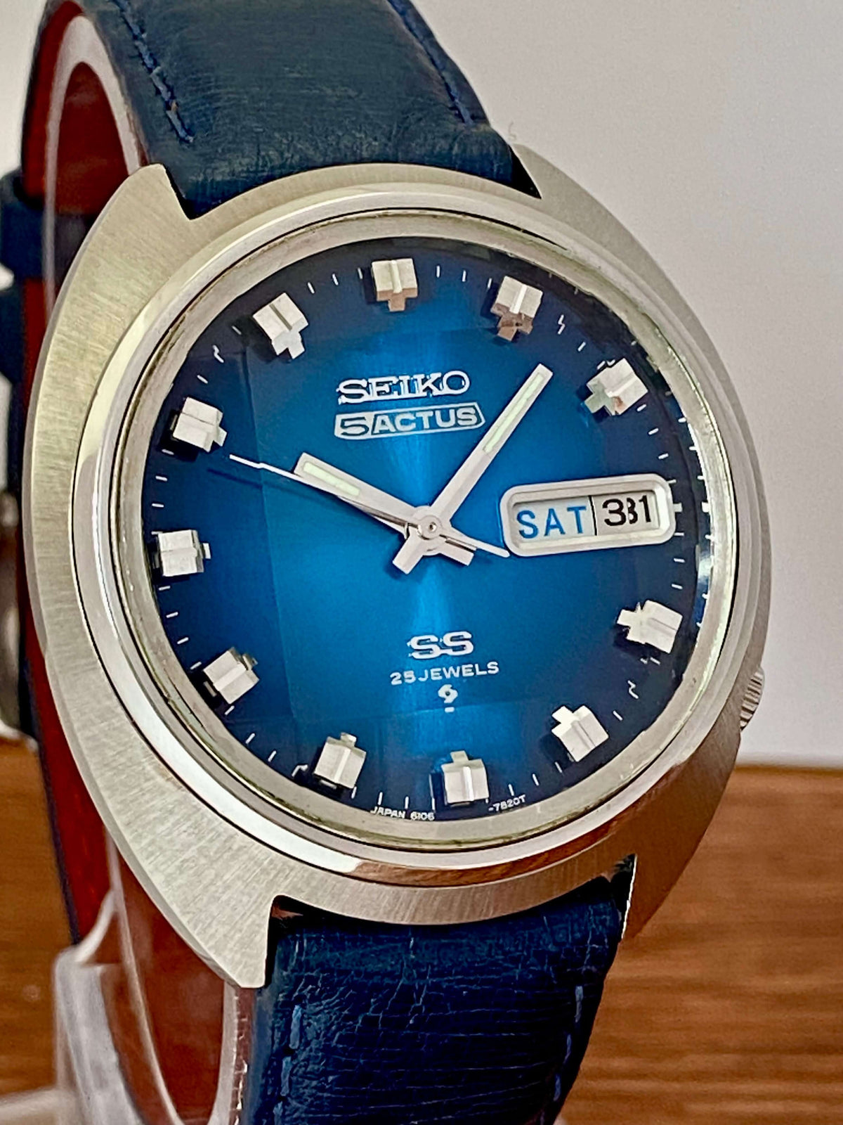 Seiko 5 Actus SS 6106-7600 Blue Serviced Automatic, March 1973