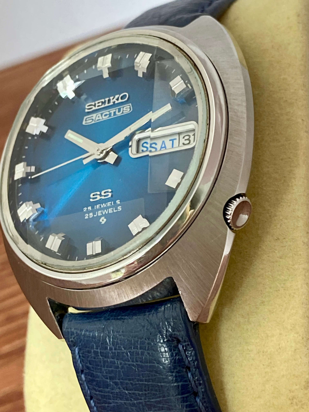 Seiko 5 Actus SS 6106-7600 Blue Serviced Automatic, March 1973