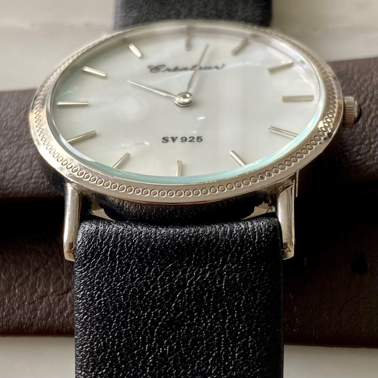 Vintage Createur Quartz SV IS201 925 Sterling Silver,  Pearl, 1970s UK VINTAGE WATCH LTD