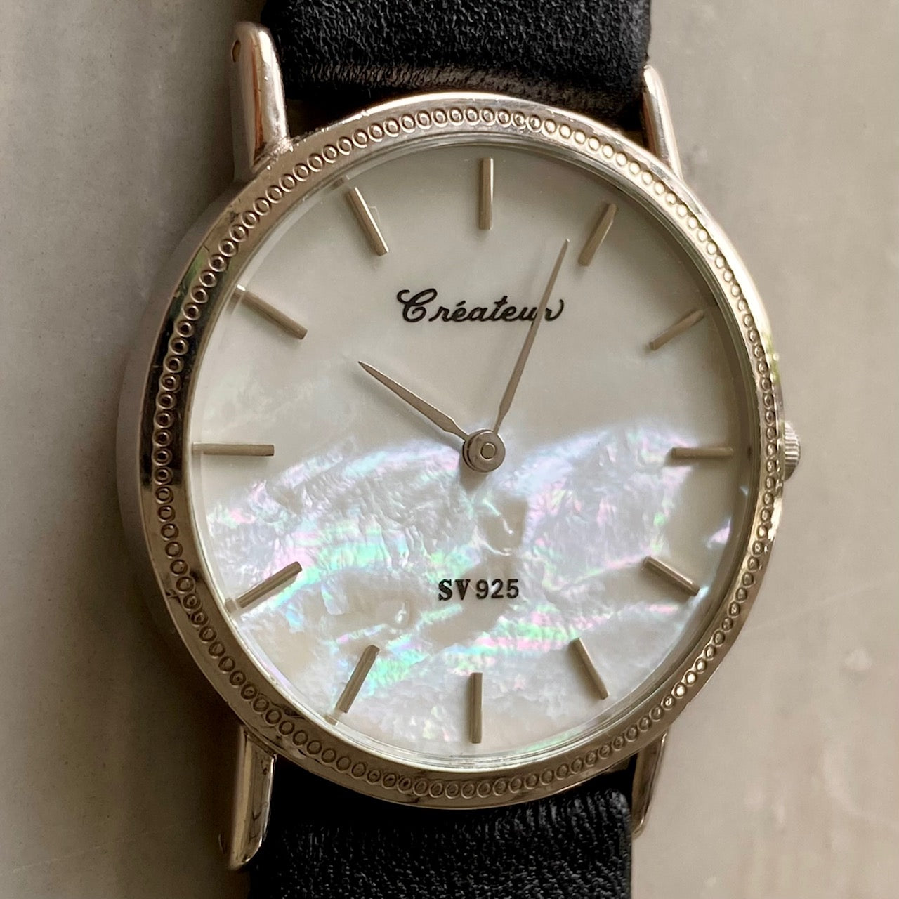 Vintage Createur Quartz SV IS201 925 Sterling Silver,  Pearl, 1970s UK VINTAGE WATCH LTD