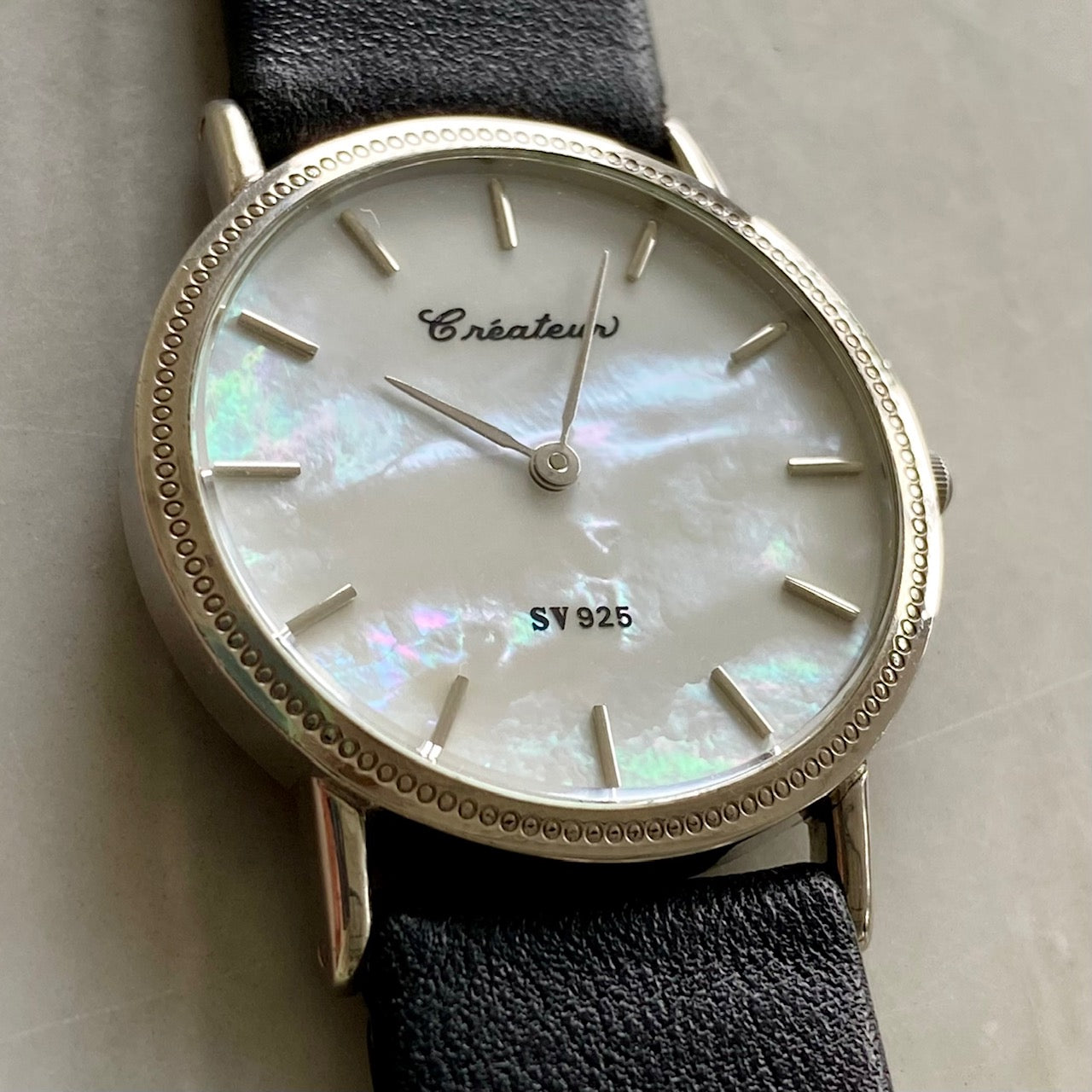 Vintage Createur Quartz SV IS201 925 Sterling Silver,  Pearl, 1970s UK VINTAGE WATCH LTD