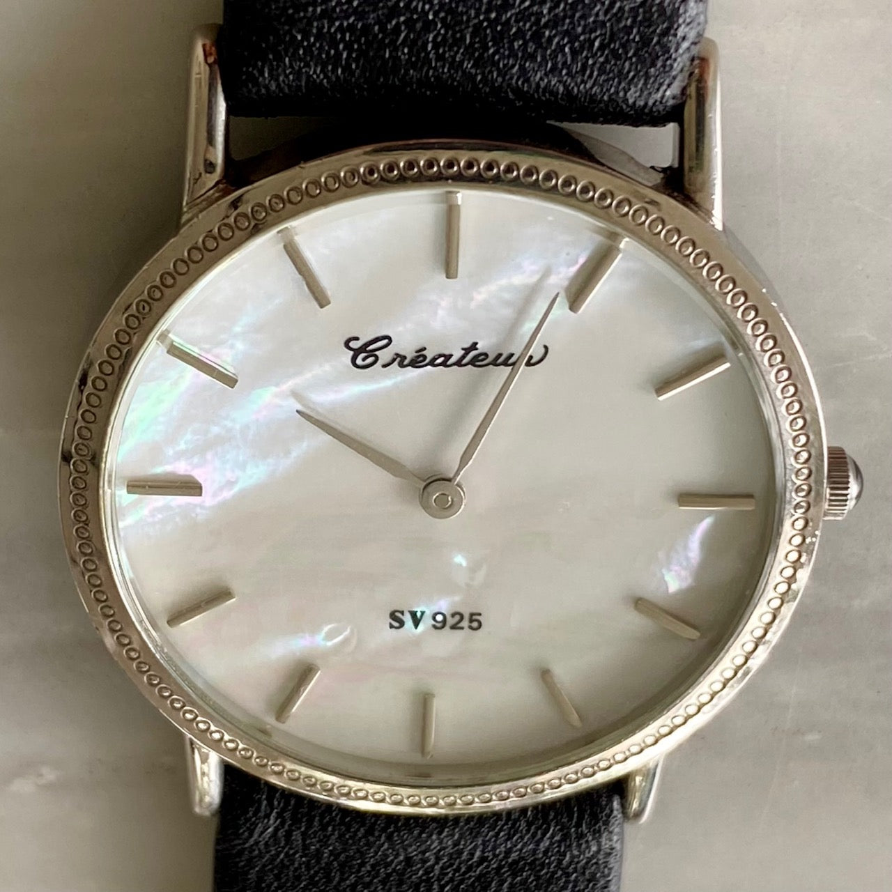 Vintage Createur Quartz SV IS201 925 Sterling Silver,  Pearl, 1970s UK VINTAGE WATCH LTD