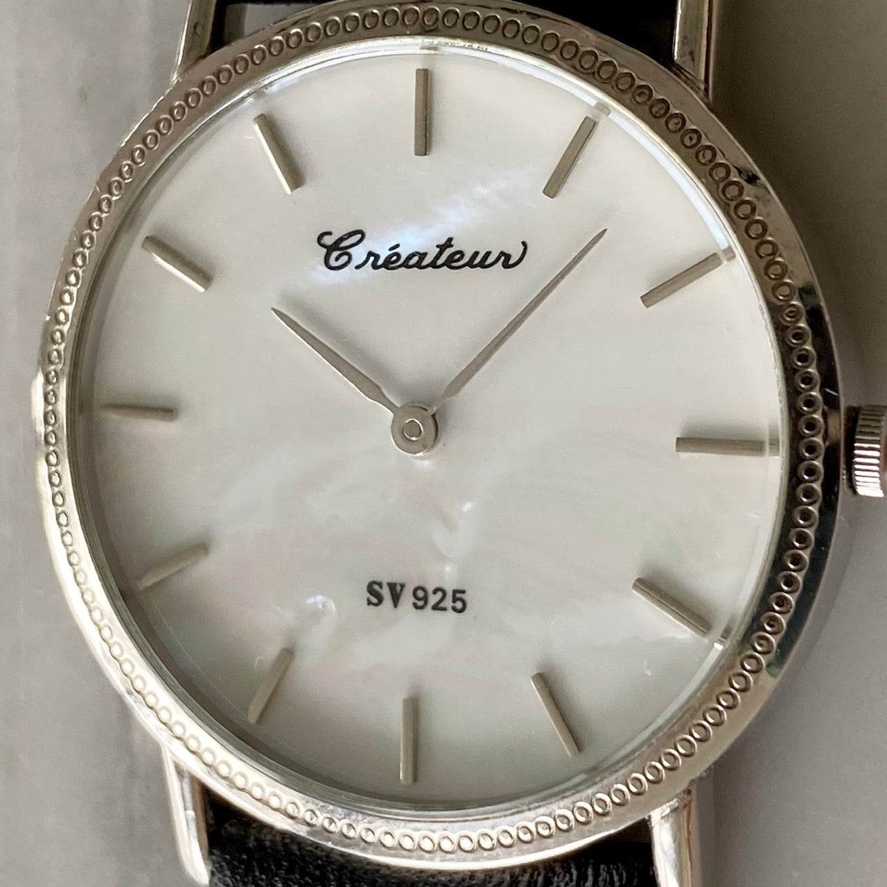 Vintage Createur Quartz SV IS201 925 Sterling Silver,  Pearl, 1970s UK VINTAGE WATCH LTD