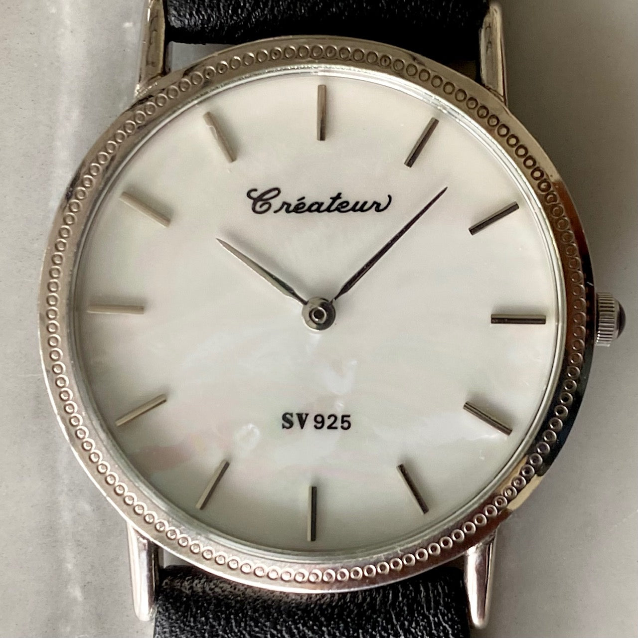 Vintage Createur Quartz SV IS201 925 Sterling Silver,  Pearl, 1970s UK VINTAGE WATCH LTD