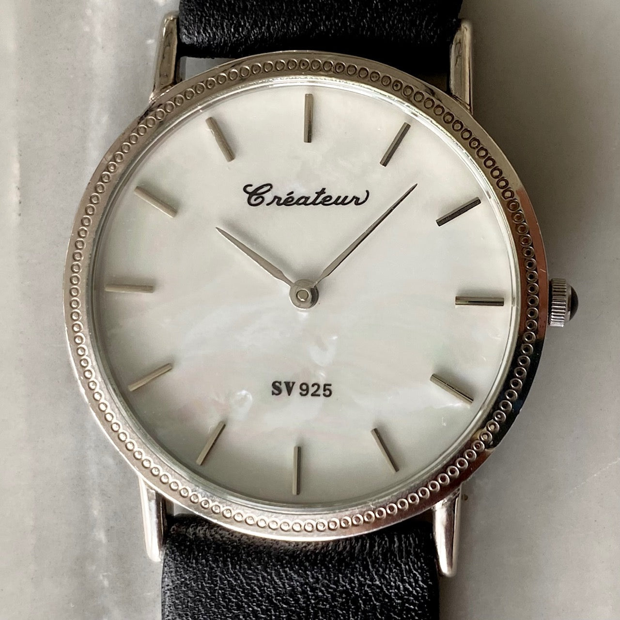 Vintage Createur Quartz SV IS201 925 Sterling Silver,  Pearl, 1970s UK VINTAGE WATCH LTD