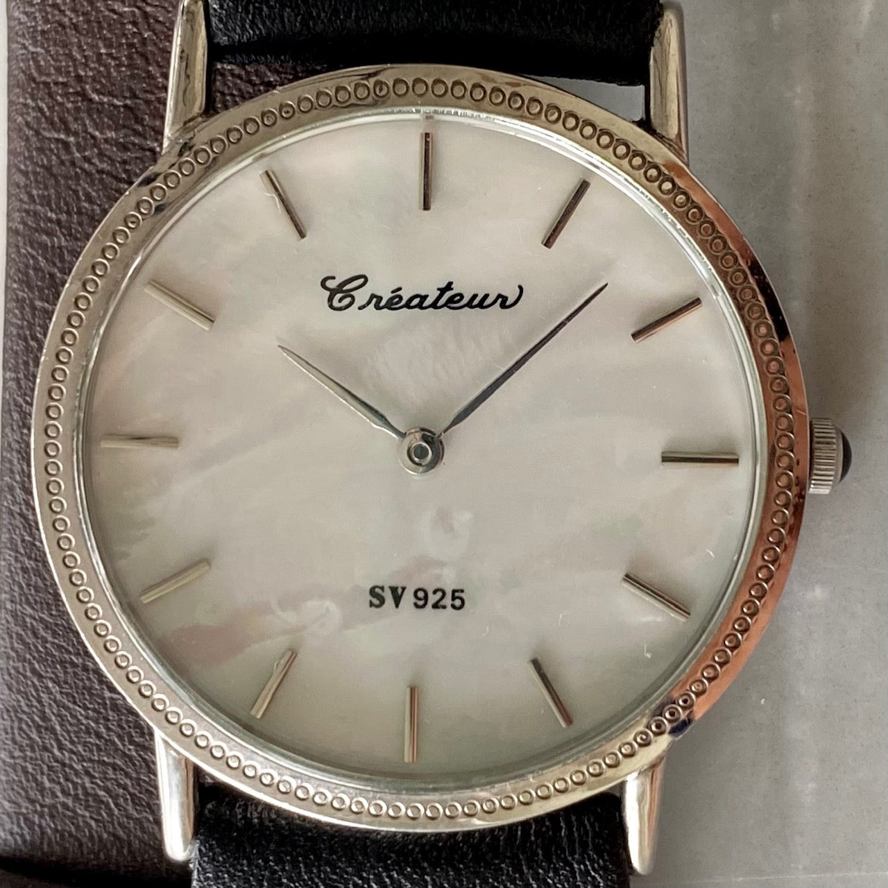 Vintage Createur Quartz SV IS201 925 Sterling Silver,  Pearl, 1970s UK VINTAGE WATCH LTD