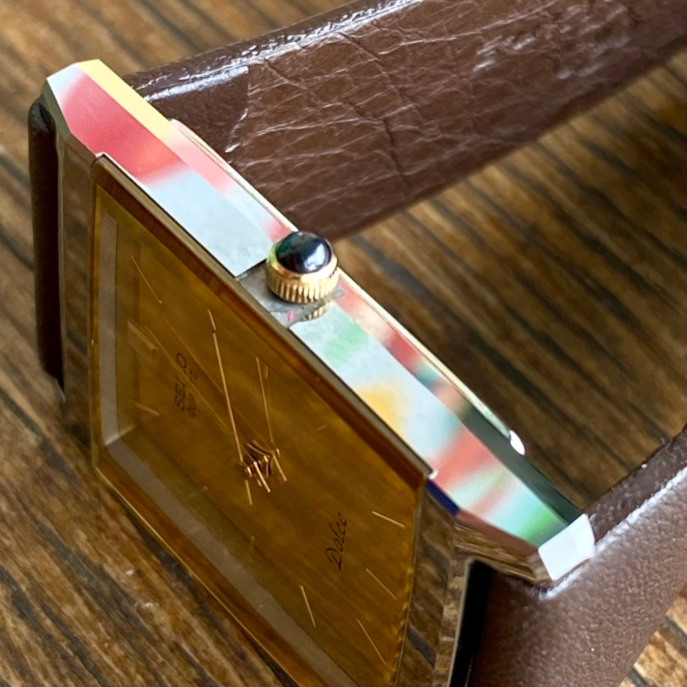 Seiko tungsten tank watch crown side case profile