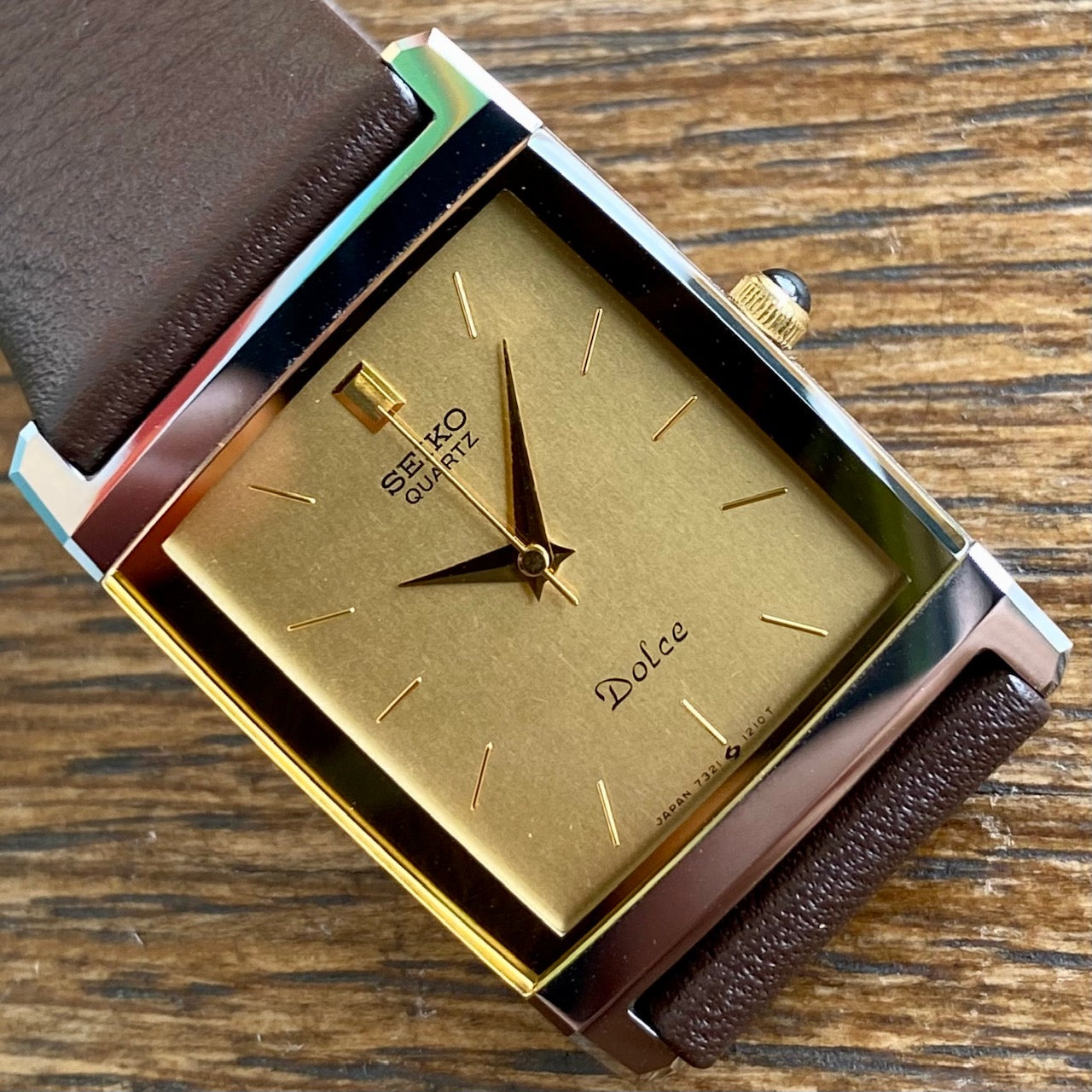 Vintage Seiko Quartz Dolce Tank 7321-5730, Tungsten, April 1987 UK VINTAGE WATCH LTD