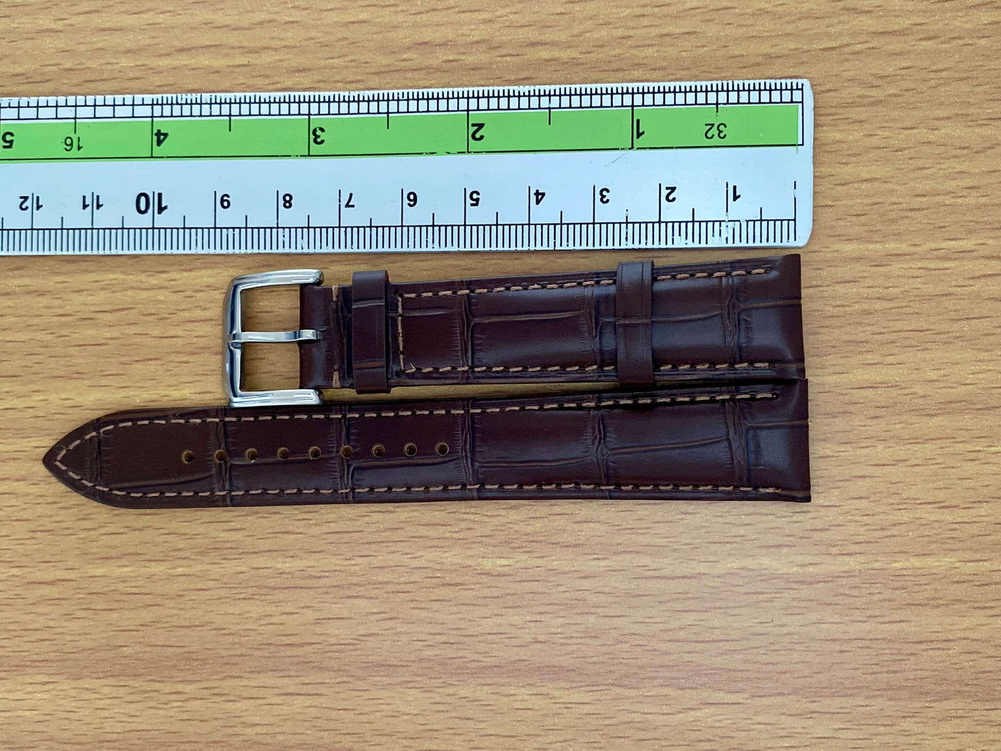 18mm Leather Watch Strap Brown Crocodile Genuine Leather Band UK VINTAGE WATCH LTD