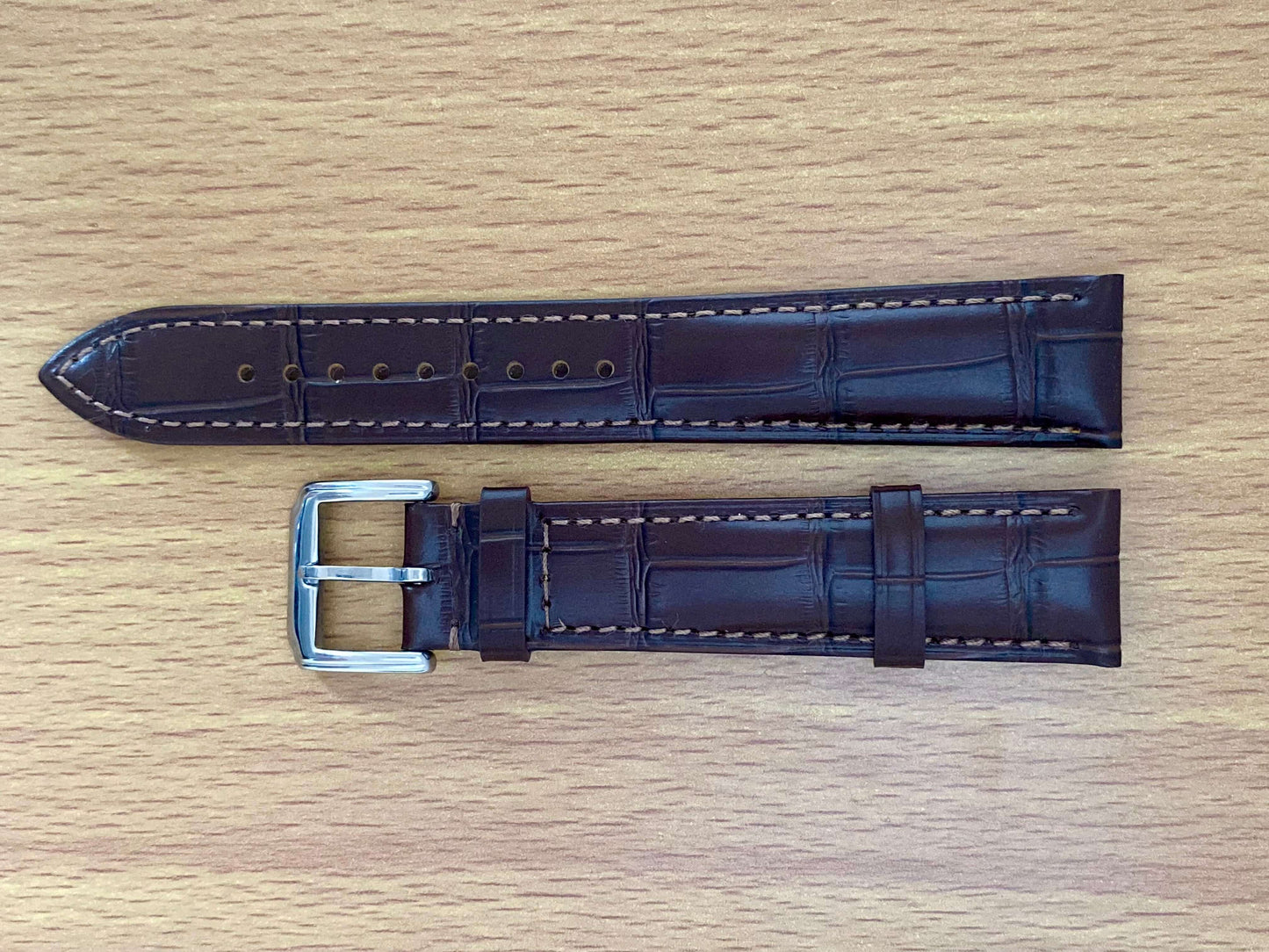 18mm Leather Watch Strap Brown Crocodile Genuine Leather Band UK VINTAGE WATCH LTD