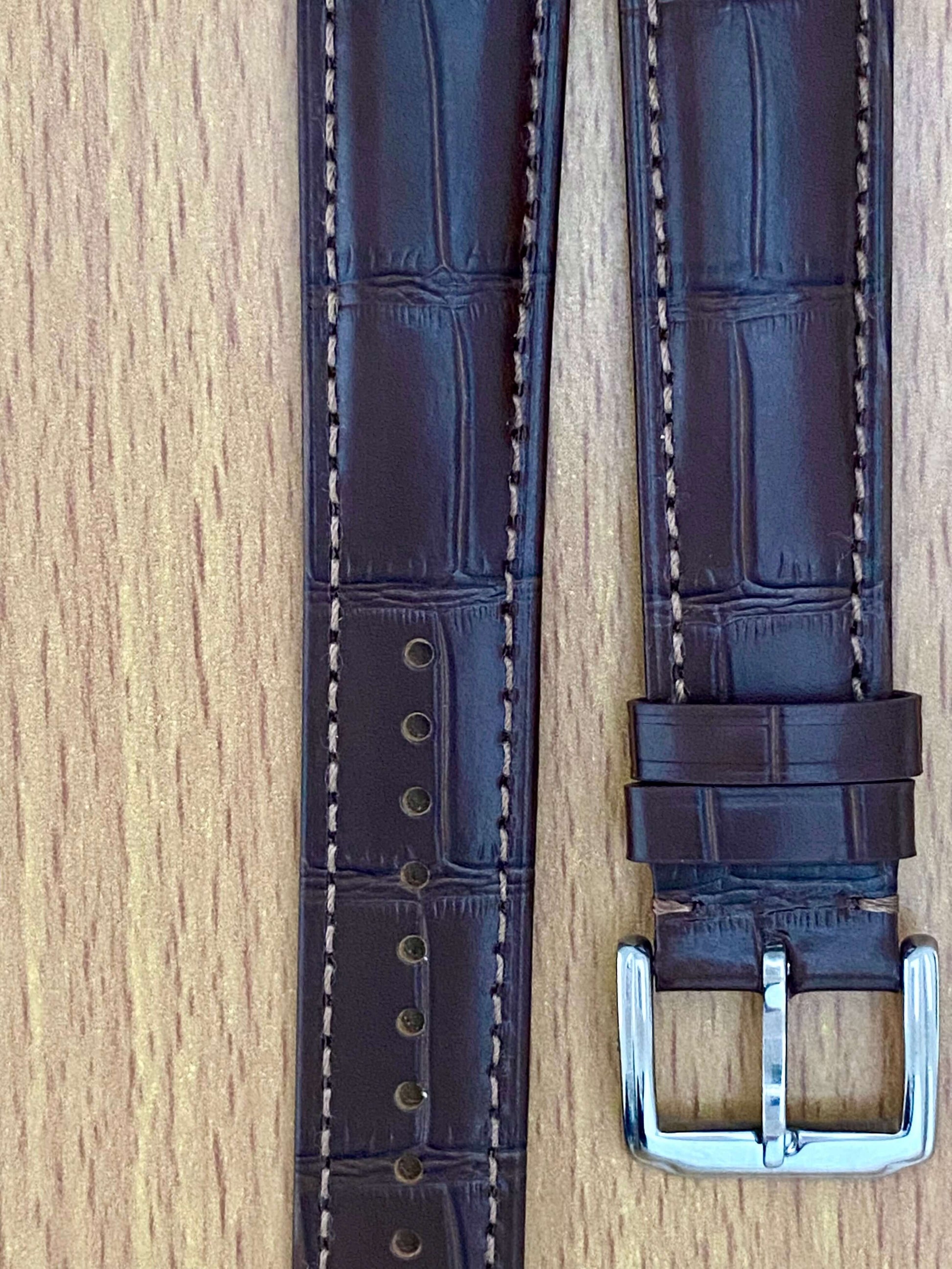 18mm Leather Watch Strap Brown Crocodile Genuine Leather Band UK VINTAGE WATCH LTD