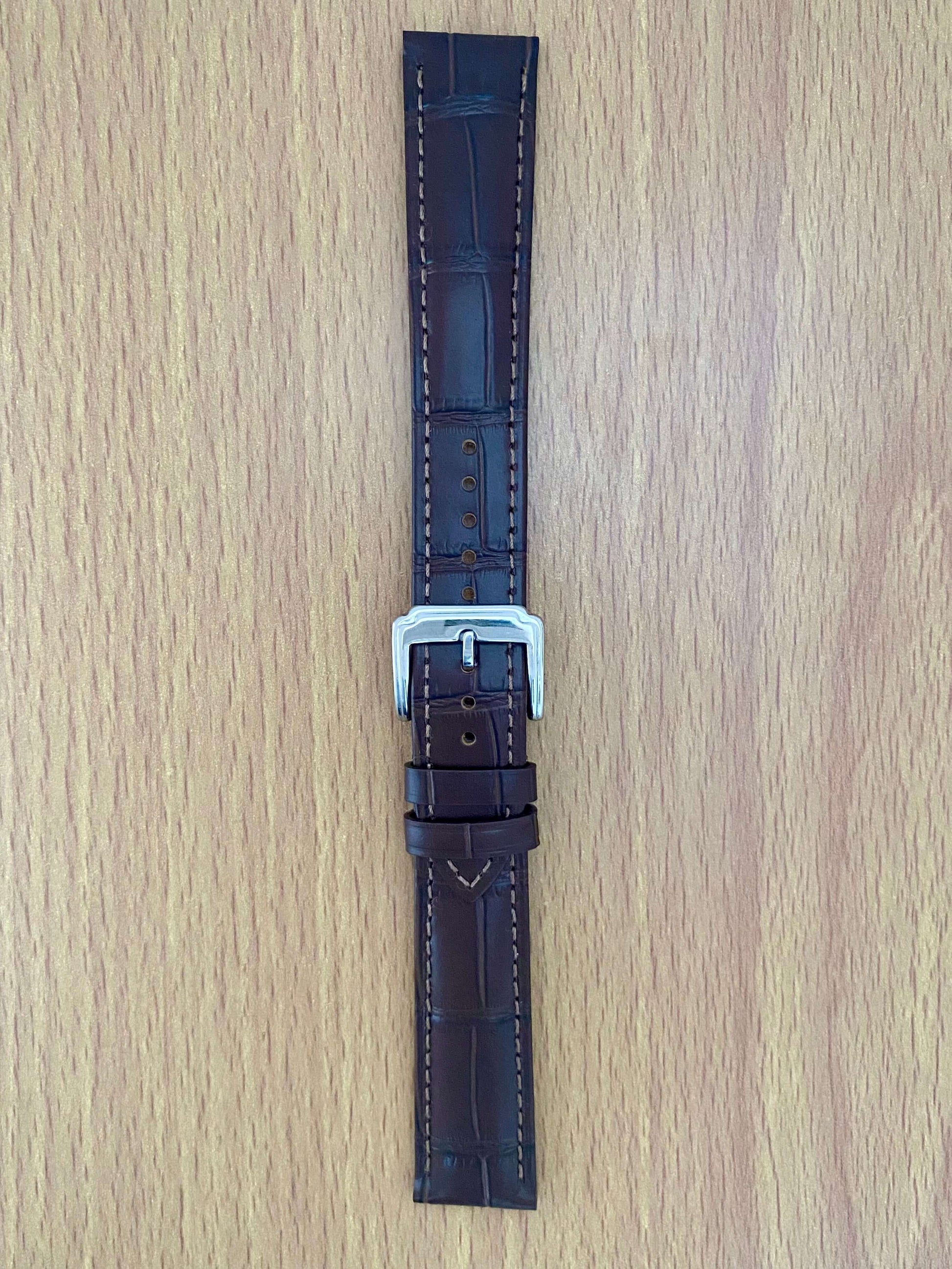 18mm Leather Watch Strap Brown Crocodile Genuine Leather Band UK VINTAGE WATCH LTD