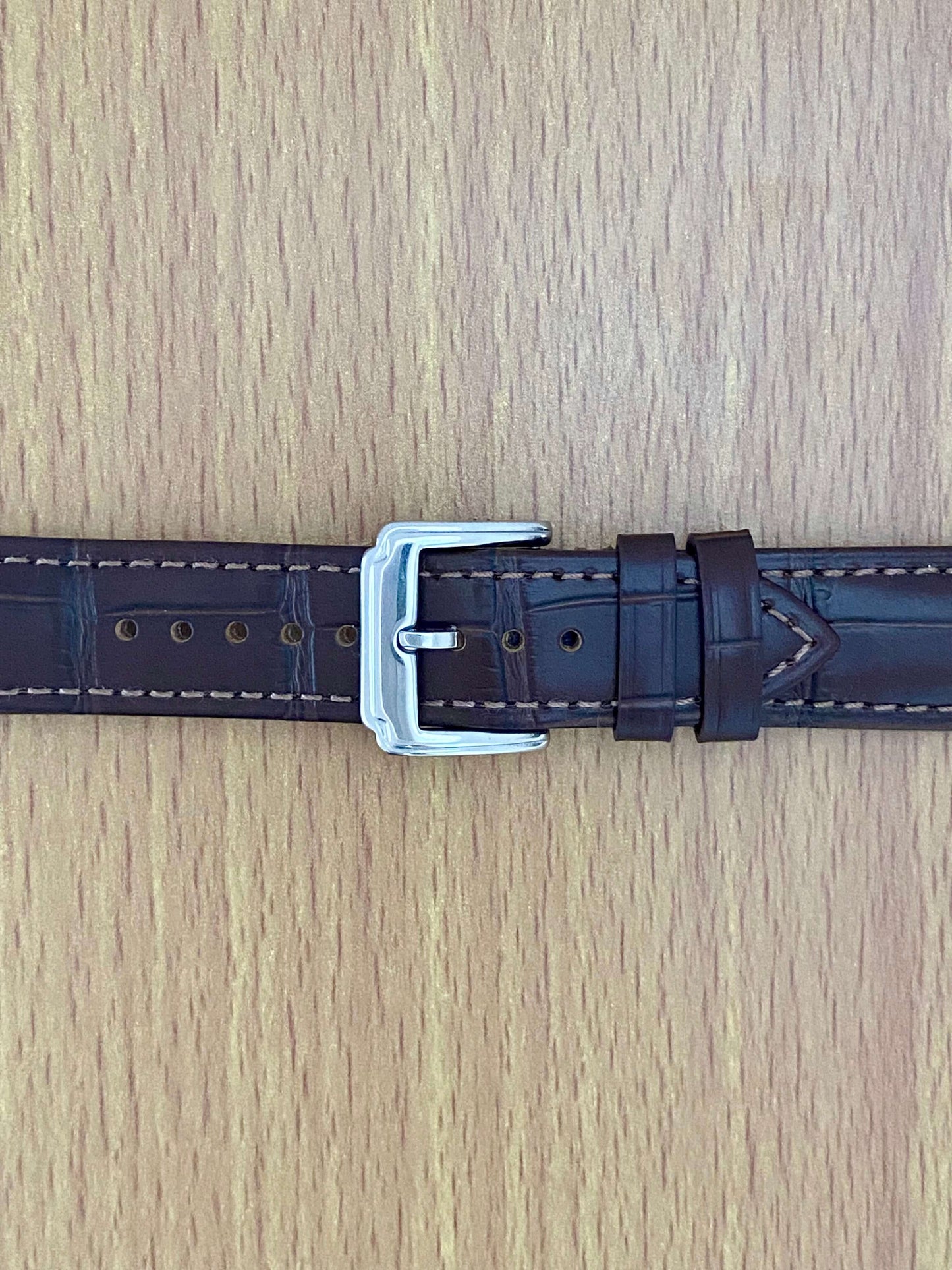 18mm Leather Watch Strap Brown Crocodile Genuine Leather Band UK VINTAGE WATCH LTD