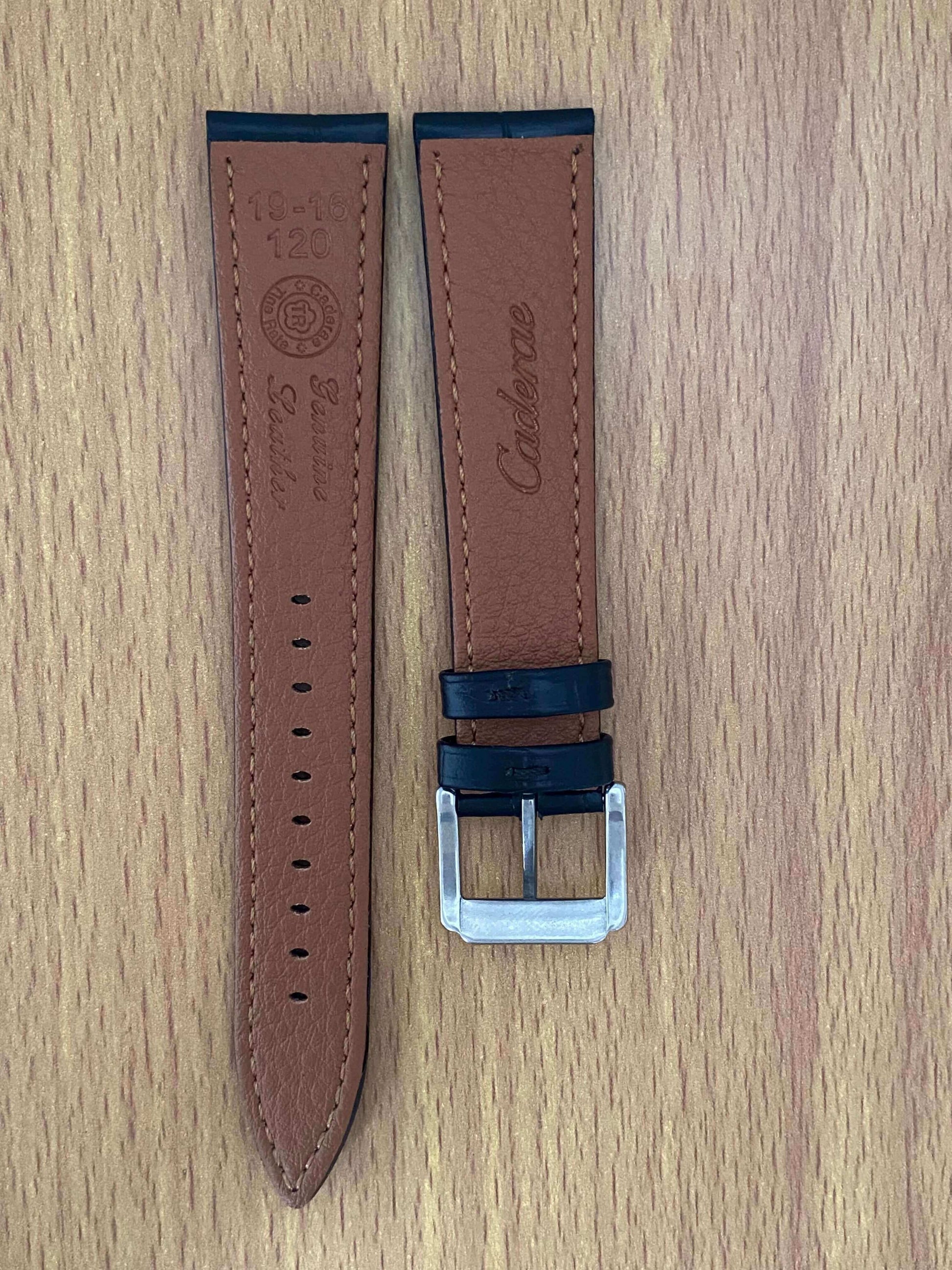 18mm Leather Watch Strap Black Crocodile Imprint & BuckleUK VINTAGE WATCH LTD