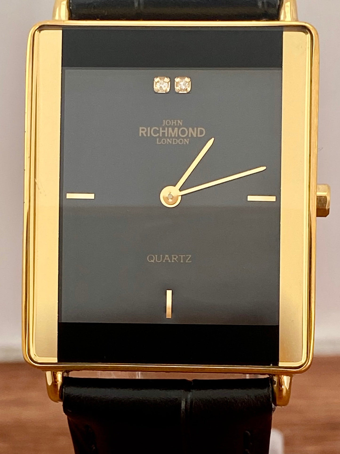 RARE Vintage 1999 John Richmond London JRM-7M Black, 2 real diamonds UK VINTAGE WATCH LTD