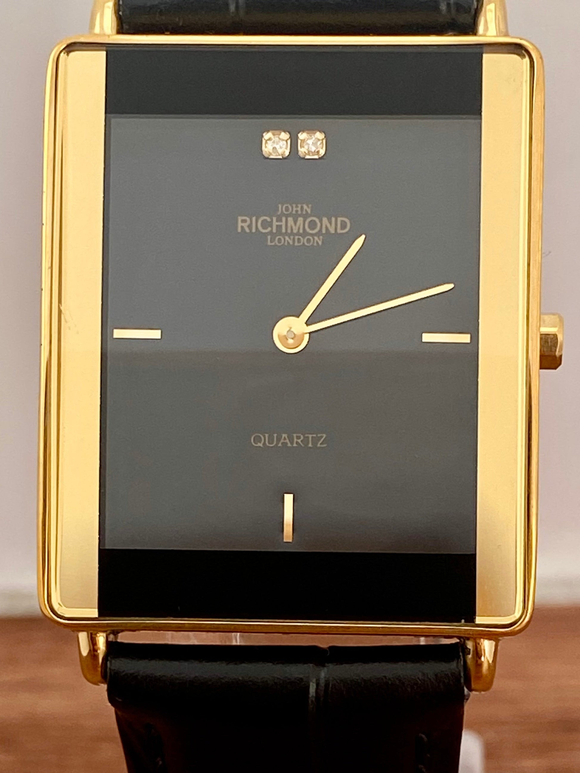 RARE Vintage 1999 John Richmond London JRM-7M Black, 2 real diamonds UK VINTAGE WATCH LTD