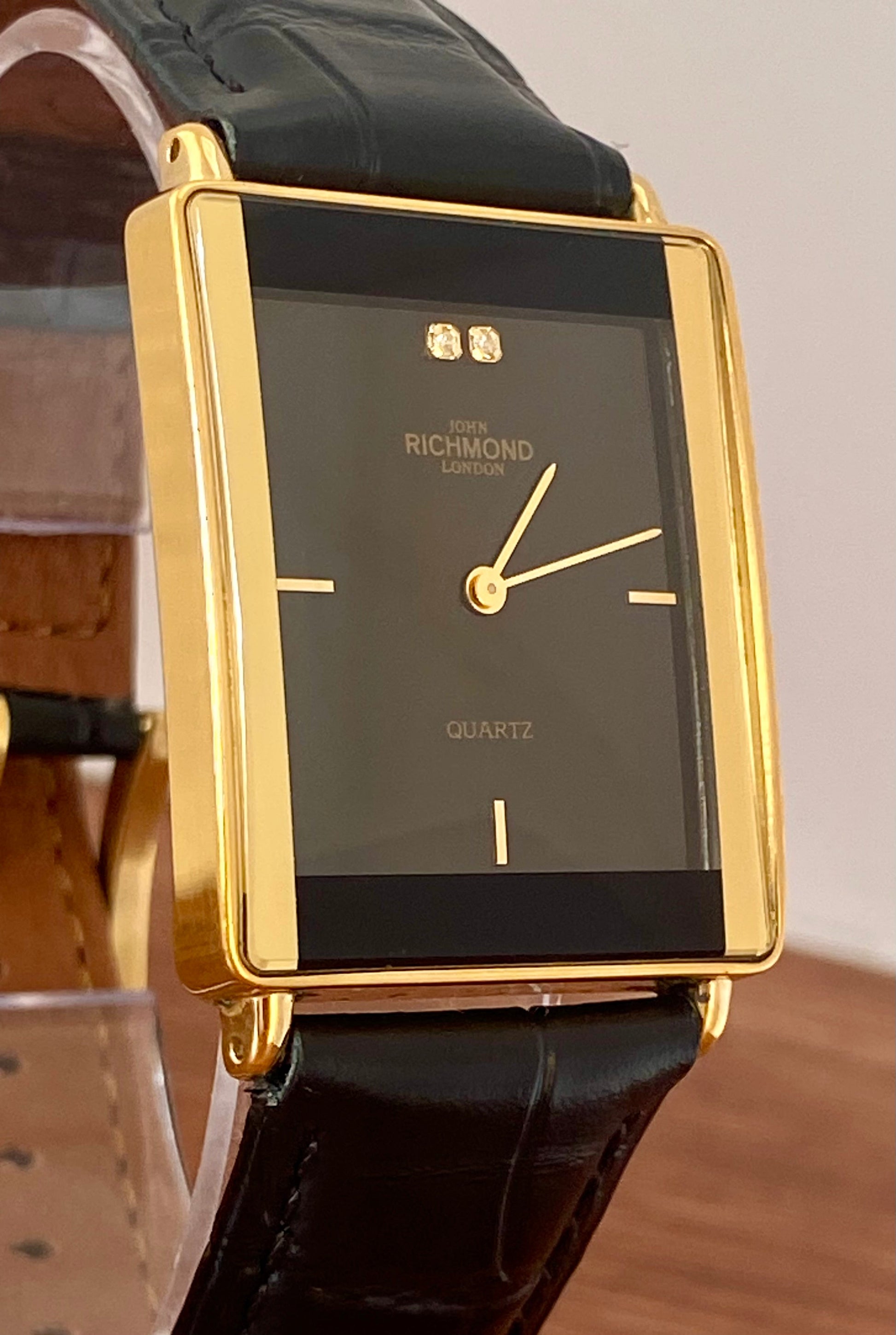 RARE Vintage 1999 John Richmond London JRM-7M Black, 2 real diamonds UK VINTAGE WATCH LTD