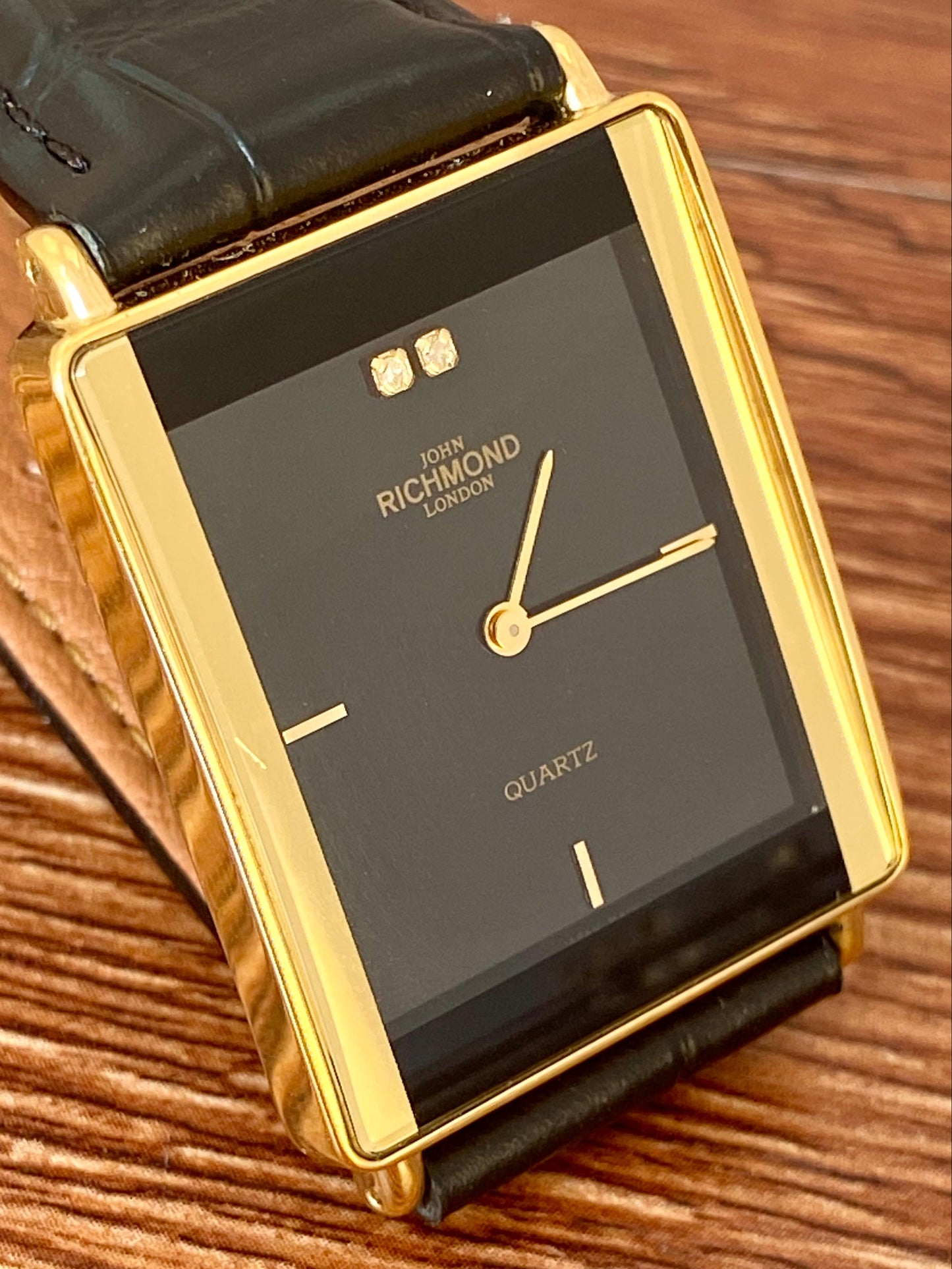 RARE Vintage 1999 John Richmond London JRM-7M Black, 2 real diamonds UK VINTAGE WATCH LTD