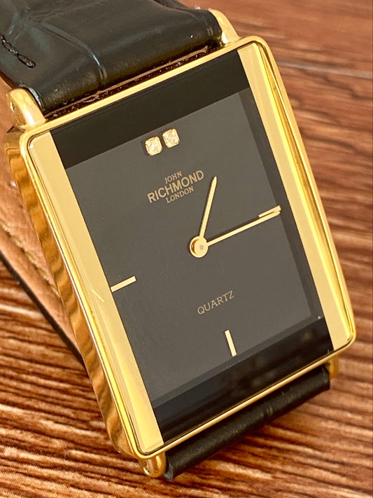 RARE Vintage 1999 John Richmond London JRM-7M Black, 2 real diamonds UK VINTAGE WATCH LTD