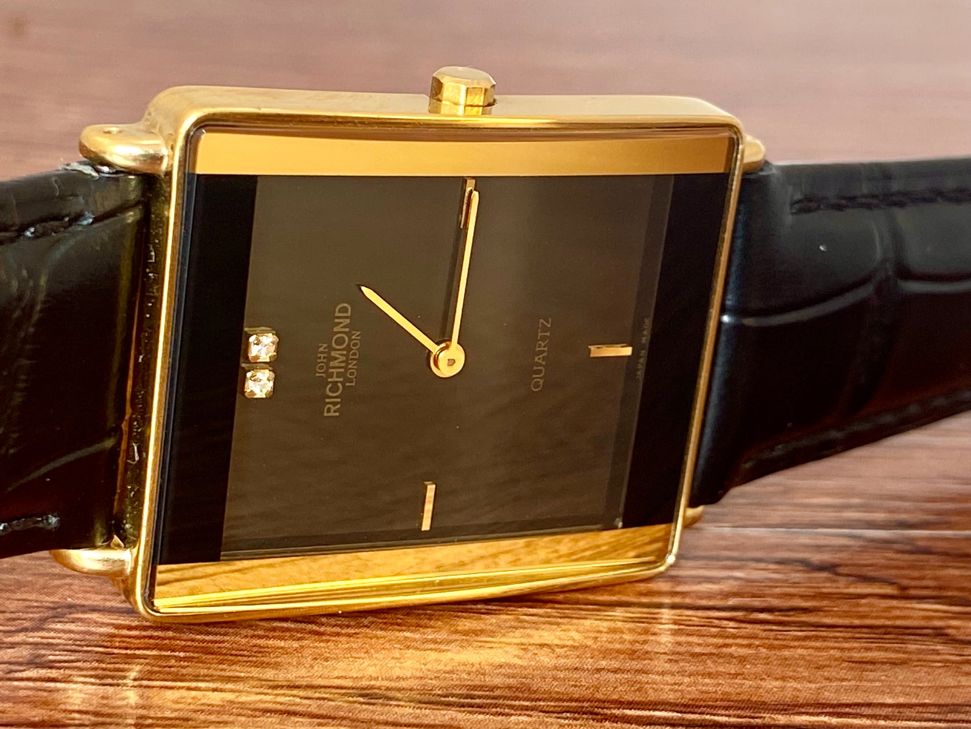 RARE Vintage 1999 John Richmond London JRM-7M Black, 2 real diamonds UK VINTAGE WATCH LTD