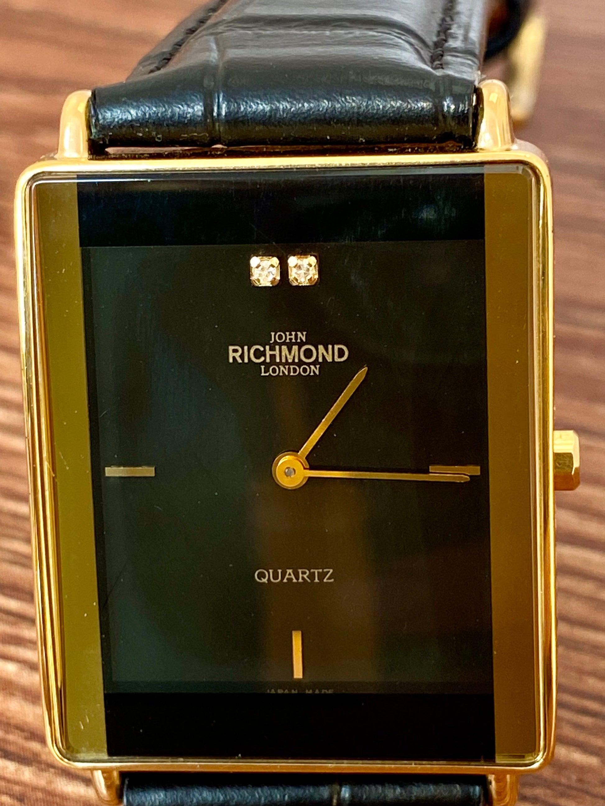 RARE Vintage 1999 John Richmond London JRM-7M Black, 2 real diamonds UK VINTAGE WATCH LTD