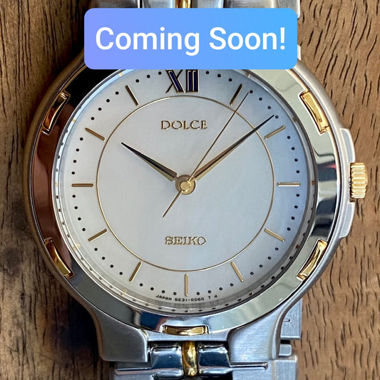 COMING SOON! Vintage April 1992 Seiko Dolce Quartz 5E31-6D50 with Mother of Pearl Dial and Ladder Bracelet! - PRE ORDER NOW!