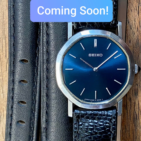 COMING SOON! - EXTREMELY RARE BLUE DIAL Vintage October 1978 Lady's Seiko 2320-5030 Quartz with Octagonal Case - Pre-order now!