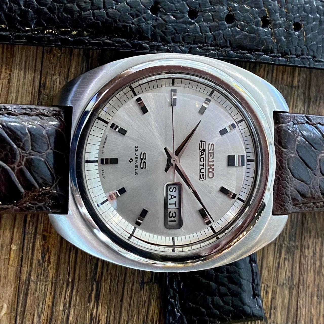 Vintage Seiko 5 Actus SS 6106-7420 Serviced Auto, August 1979 UK VINTAGE WATCH LTD