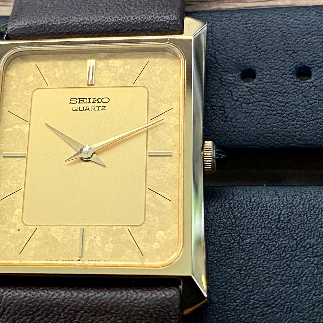 COMING SOON! Rare Vintage Seiko Quartz Tank 7430-5230 Gold Flake Dial, GHA Case, May 1985  PRE-ORDER NOW!