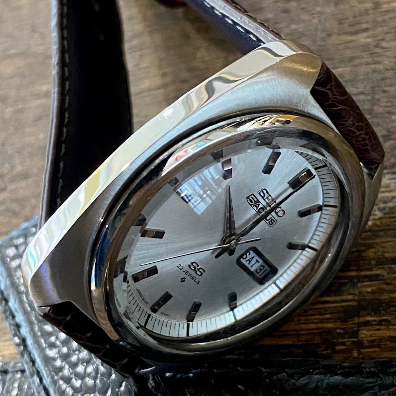 Vintage Seiko 5 Actus SS 6106-7420 Serviced Auto, August 1979 UK VINTAGE WATCH LTD