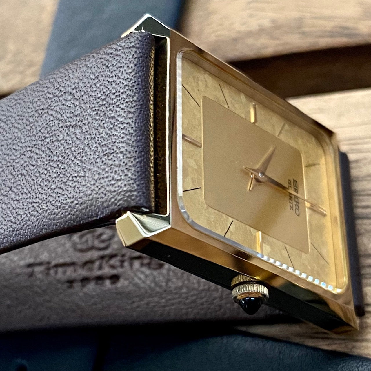 COMING SOON! Rare Vintage Seiko Quartz Tank 7430-5230 Gold Flake Dial, GHA Case, May 1985  PRE-ORDER NOW!